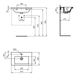 Ideal Standard I.life S Matt Coffee Brown Oak Effect Wall-Mounted Vanity Unit & Basin Set With 1 Chrome Effect Handle (W)600mm (H)440mm - thumbnail 9