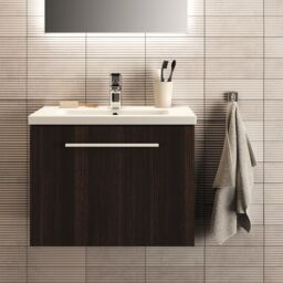 Ideal Standard I.life S Matt Coffee Brown Oak Effect Wall-Mounted Vanity Unit & Basin Set With 1 Chrome Effect Handle (W)600mm (H)440mm - thumbnail 3