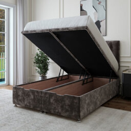 Bedmaster Charcoal Chenille Ottoman Divan Base And Button Headboard King Size - thumbnail 3