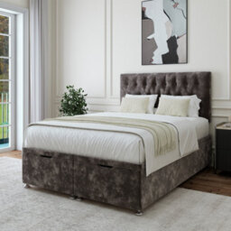 Bedmaster Charcoal Chenille Ottoman Divan Base And Button Headboard King Size - thumbnail 2