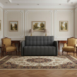 Viva Grand Iii Upholstered Sofa Bed With Sleeping Function Storage Compartment Wooden Legs Living Room 145Cm Graphite - thumbnail 2