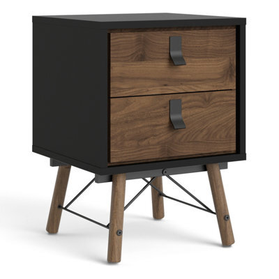 Furniture To Go Ry Bedside Cabinet 2 Drawer In Matt Black Walnut - image 1