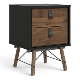 Furniture To Go Ry Bedside Cabinet 2 Drawer In Matt Black Walnut - thumbnail 1