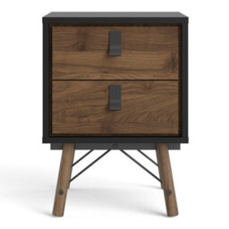 Furniture To Go Ry Bedside Cabinet 2 Drawer In Matt Black Walnut - thumbnail 2