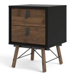 Furniture To Go Ry Bedside Cabinet 2 Drawer In Matt Black Walnut - thumbnail 3