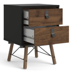 Furniture To Go Ry Bedside Cabinet 2 Drawer In Matt Black Walnut - thumbnail 4