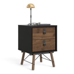Furniture To Go Ry Bedside Cabinet 2 Drawer In Matt Black Walnut - thumbnail 7