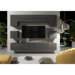 Creative Furniture Panorama Wall Tv Unit - Dark Grey With Gloss Doors - thumbnail 2