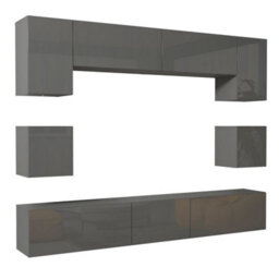 Creative Furniture Panorama Wall Tv Unit - Dark Grey With Gloss Doors - thumbnail 6