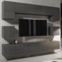 Creative Furniture Panorama Wall Tv Unit - Dark Grey With Gloss Doors - thumbnail 3