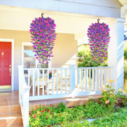 Artificial Flowers, 4 Pieces Petunia Artificial Outdoor Plant, Artificial Hanging Petunia Plant, Uv Resistant Flowers, Purple Red - thumbnail 5