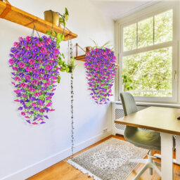Artificial Flowers, 4 Pieces Petunia Artificial Outdoor Plant, Artificial Hanging Petunia Plant, Uv Resistant Flowers, Purple Red - thumbnail 6