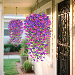 Artificial Flowers, 4 Pieces Petunia Artificial Outdoor Plant, Artificial Hanging Petunia Plant, Uv Resistant Flowers, Purple Red - thumbnail 7