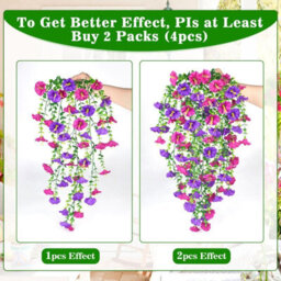 Artificial Flowers, 4 Pieces Petunia Artificial Outdoor Plant, Artificial Hanging Petunia Plant, Uv Resistant Flowers, Purple Red - thumbnail 8