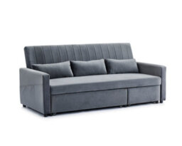 Home Detail Devon 3 Seater Storage Chaise Pull Out Fabric Grey Velvet Sofa Bed - thumbnail 2