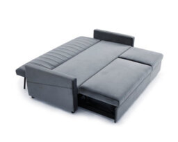Home Detail Devon 3 Seater Storage Chaise Pull Out Fabric Grey Velvet Sofa Bed - thumbnail 7