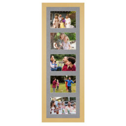 AK Frames 26X8 Mustard Yellow Modern Multi Photo Frame With Mid Grey Mount - Holds 5 Apertures (5X) 6X4 Photos - thumbnail 1