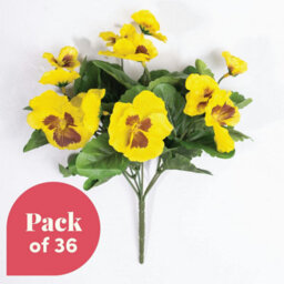 Blooming Artificial - 28Cm / 1Ft Yellow Faux Pansy Bush Multi-Pack - thumbnail 1