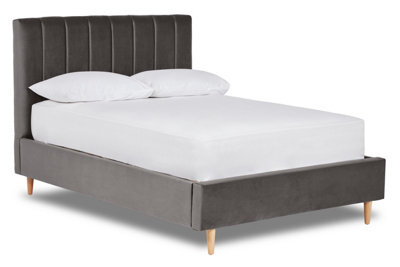 Divan Base Direct Solara Vertical Paneled Fabric Bed Base Only 4Ft Small Double- Verlour Titan - image 1