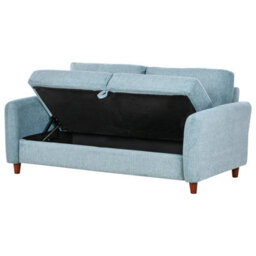 Beliani Sofa 3 Seater Mare Fabric Light Blue With Storage - thumbnail 6