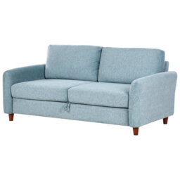 Beliani Sofa 3 Seater Mare Fabric Light Blue With Storage - thumbnail 4