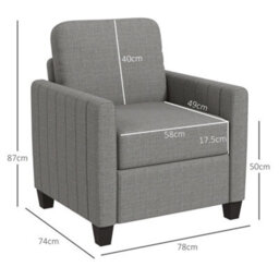 Wyld Haus Vazi Lodi Light Grey Upholstered Box-Style Accent Armchair, Compact Modern Design - thumbnail 3