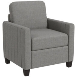 Wyld Haus Vazi Lodi Light Grey Upholstered Box-Style Accent Armchair, Compact Modern Design - thumbnail 2