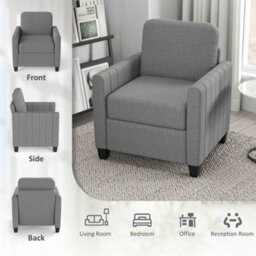 Wyld Haus Vazi Lodi Light Grey Upholstered Box-Style Accent Armchair, Compact Modern Design - thumbnail 5