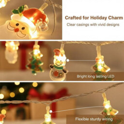 CLEFFNS Christmas Light String 10 Ft 20 Led Warm White String Lights With Santa Snowman And Tree Shapes For Holiday Festival Decoration - thumbnail 9