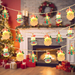 CLEFFNS Christmas Light String 10 Ft 20 Led Warm White String Lights With Santa Snowman And Tree Shapes For Holiday Festival Decoration - thumbnail 1