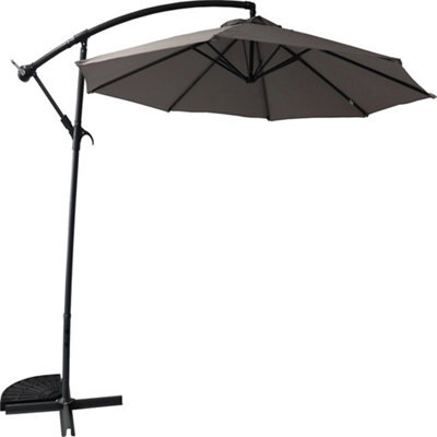 Seville Round Cantilever Parasol 2.95M Dark Grey Umbrella Sun Shade Outdoor Crank Tilt - image 1