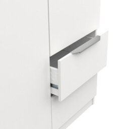 FurniComp LTD Furnicomp Chicago 3 Door 2 Drawer Matt White 120Cm Space Saving Triple Wardrobe - thumbnail 4