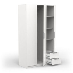 FurniComp LTD Furnicomp Chicago 3 Door 2 Drawer Matt White 120Cm Space Saving Triple Wardrobe - thumbnail 5