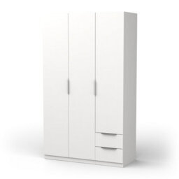 FurniComp LTD Furnicomp Chicago 3 Door 2 Drawer Matt White 120Cm Space Saving Triple Wardrobe - thumbnail 3