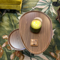 Fativo Nordic Style Wooden Nesting Coffee Table Round Oval Small Space Sofa Side Table W/ Metal Legs - thumbnail 9
