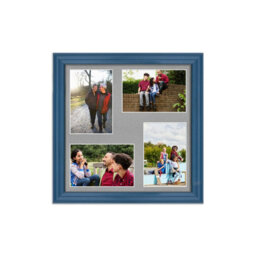 AK Frames 12X12 Navy Blue Classic Multi Photo Frame With Silver Mount - Holds 4 Apertures (4X) 6X4 Photos