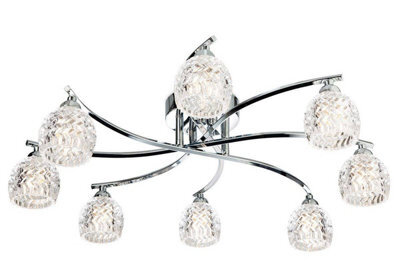 Luminosa Lighting Luminosa Maple 8 Light Flush Light Chrome, Moulded Clear Glass, G9