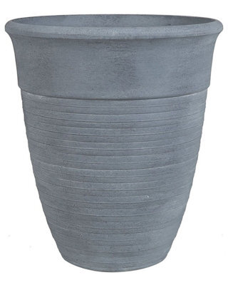 Wyld and Coco All-Weather Square Planter 43Cm Grey Fibre-Clay - Flared, Textured Design - image 1
