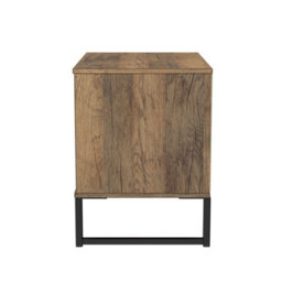 Tamworth Double 2 Drawer Bedside Cabinet In Vintage Oak (Ready Assembled) - thumbnail 3
