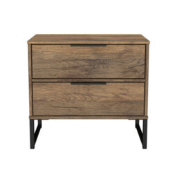 Tamworth Double 2 Drawer Bedside Cabinet In Vintage Oak (Ready Assembled) - thumbnail 2