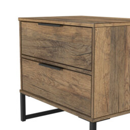 Tamworth Double 2 Drawer Bedside Cabinet In Vintage Oak (Ready Assembled) - thumbnail 5