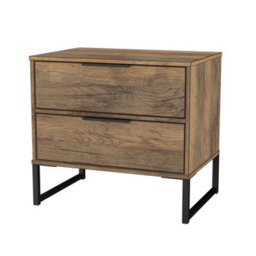 Tamworth Double 2 Drawer Bedside Cabinet In Vintage Oak (Ready Assembled) - thumbnail 4