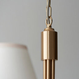 Loops Stylish Brushed Aged Brass Pendant Light With Vintage White Fabric Shade - thumbnail 5