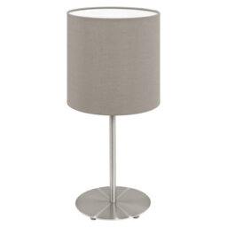 Elegant Satin Nickel Table Desk Lamp With Taupe Fabric Shade