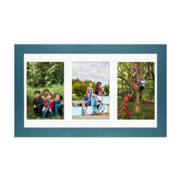 AK Frames 40X20Cm Navy Blue Modern Multi Photo Frame With White Mount - Holds 3 Apertures (3X) 6X4 Photos - thumbnail 1
