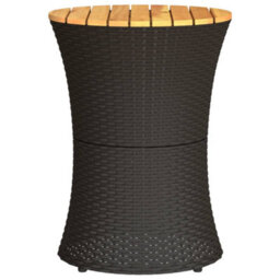 Walplus Garden Side Table Drum Shape Black Poly Rattan And Solid Wood - thumbnail 5