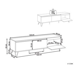 Wyld And Coco Lumina Home Tv Stand 150Cm, Light Brown Particle Board, 3 Shelves, Minimalist Living Room - thumbnail 4