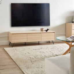 Wyld And Coco Lumina Home Tv Stand 150Cm, Light Brown Particle Board, 3 Shelves, Minimalist Living Room - thumbnail 2