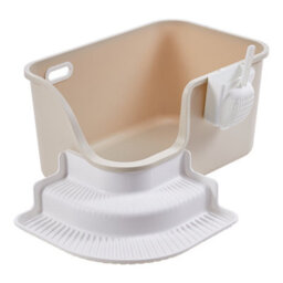 Thehotsale Extra-Large Open-Top Cat Litter Box With Staircase And Waste Bin 64 Cm W X 85.6 Cm D X 34 Cm H - thumbnail 1