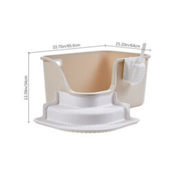 Thehotsale Extra-Large Open-Top Cat Litter Box With Staircase And Waste Bin 64 Cm W X 85.6 Cm D X 34 Cm H - thumbnail 7